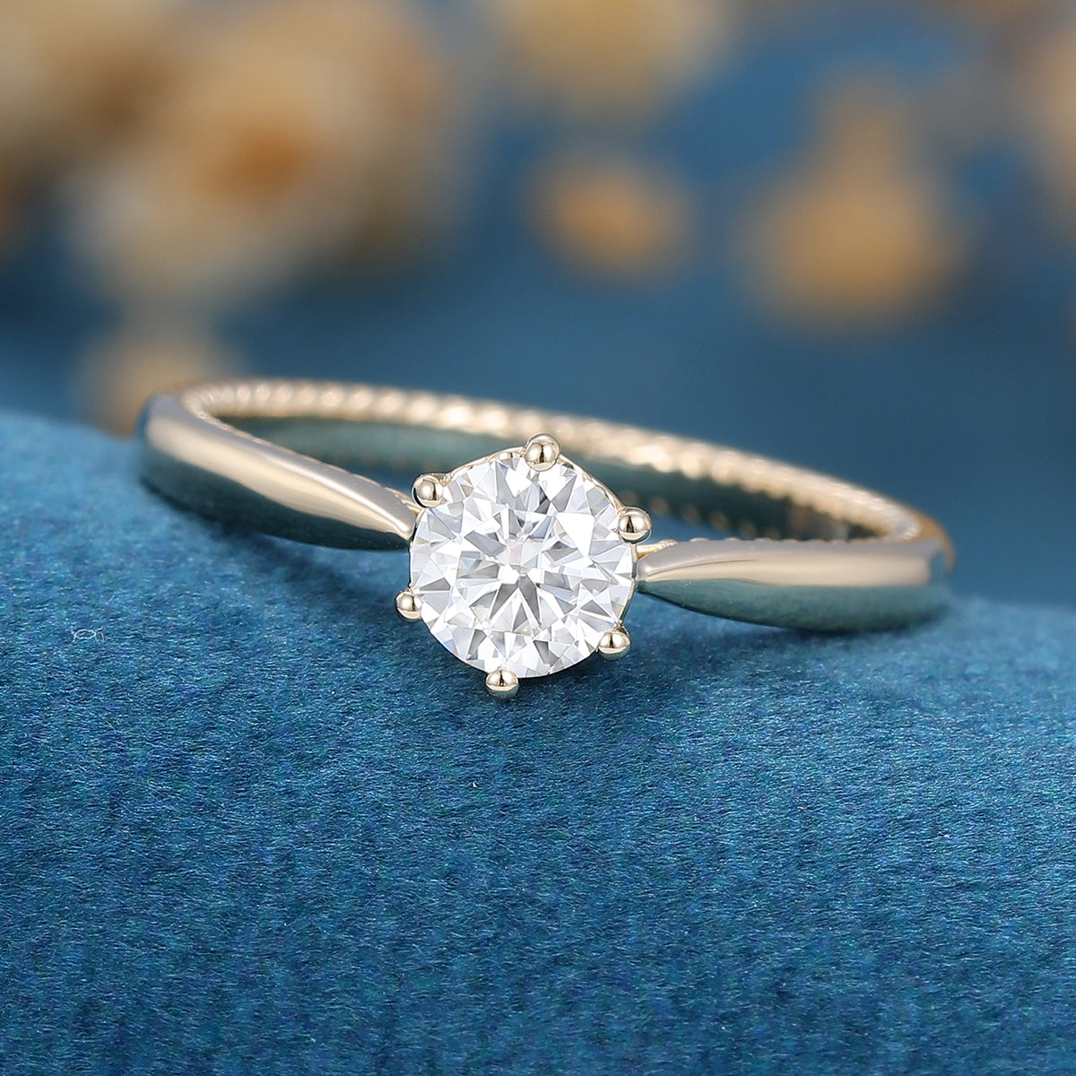 0.41 CT Round Solitaire Moissanite Engagement Ring