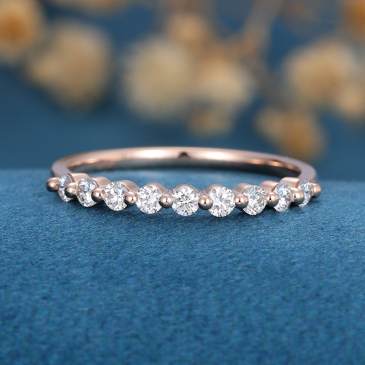 1.6 TCW Round Half Eternity Moissanite Wedding Band