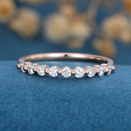 1.6 TCW Round Half Eternity Moissanite Wedding Band