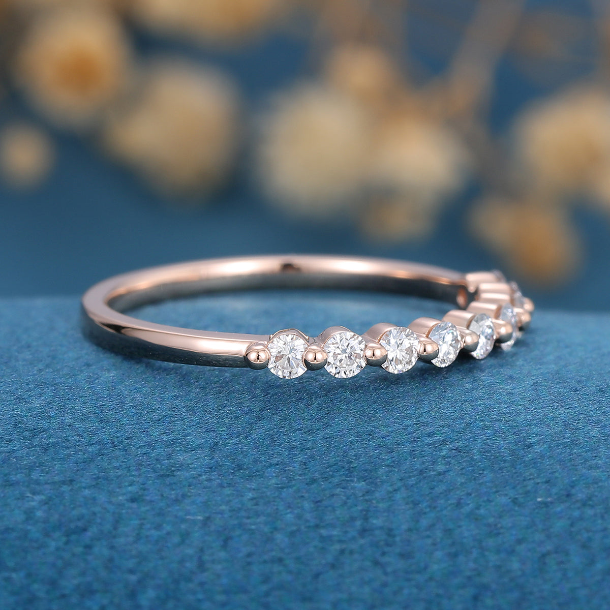 1.6 TCW Round Half Eternity Moissanite Wedding Band