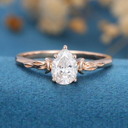 0.69 CT Pear Solitaire Moissanite Engagement Ring
