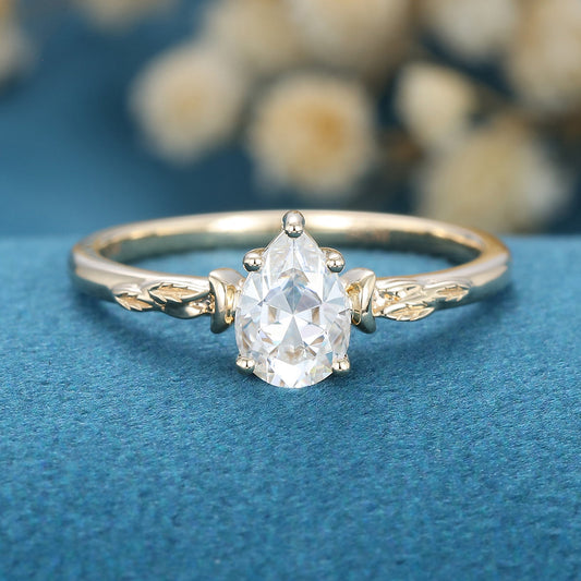 0.69 CT Pear Solitaire Moissanite Engagement Ring