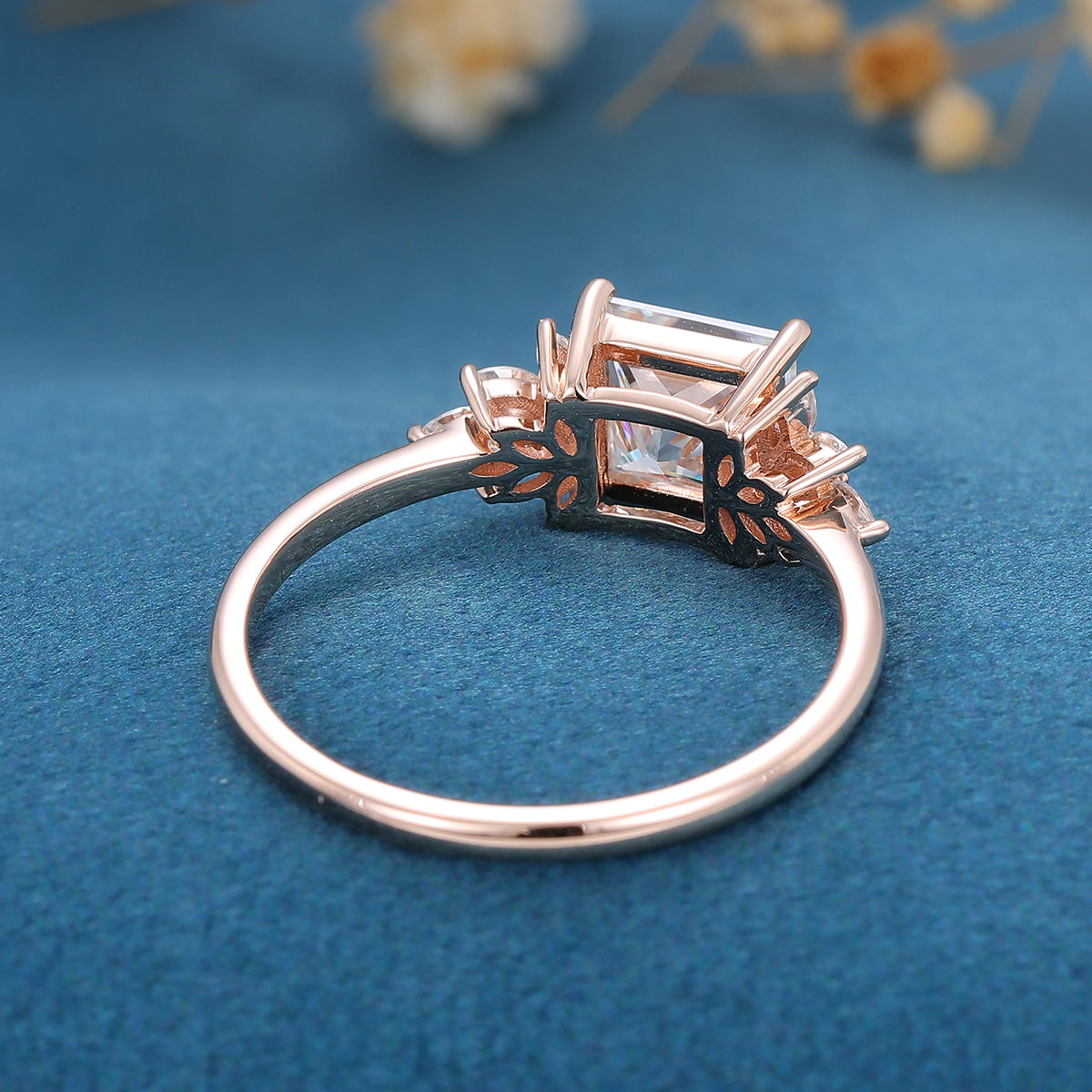 1.75 CT Princess Cluster Moissanite Engagement Ring