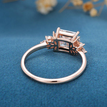 1.75 CT Princess Cluster Moissanite Engagement Ring