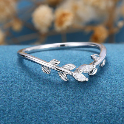 0.07 TCW Marquise Twig Style Moissanite Wedding Band
