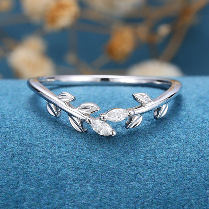 0.07 TCW Marquise Twig Style Moissanite Wedding Band