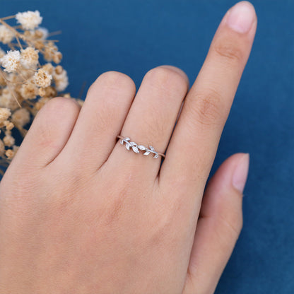 0.07 TCW Marquise Twig Style Moissanite Wedding Band