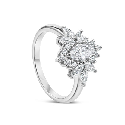 0.5 CT Marquise Cluster Moissanite Engagement Ring