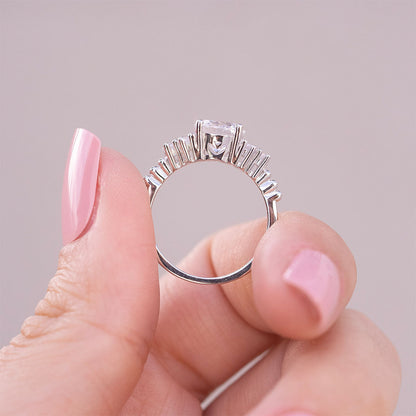 2 CT Round Cluster Moissanite Engagement Ring