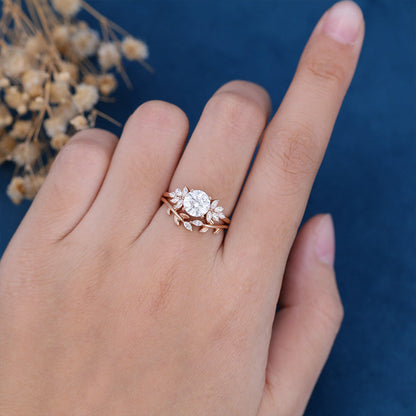 1.1 CT Round Cluster Moissanite Bridal Set
