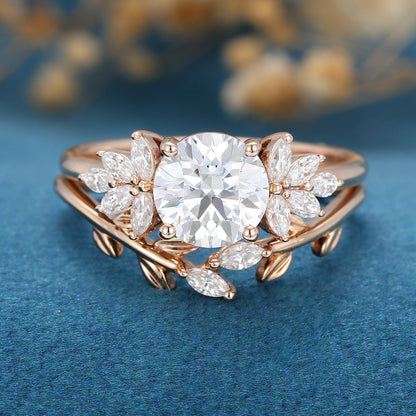 1.1 CT Round Cluster Moissanite Bridal Set