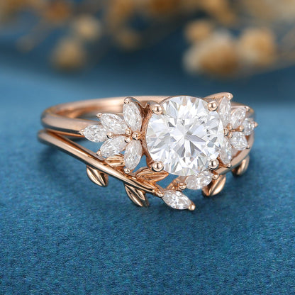 1.1 CT Round Cluster Moissanite Bridal Set