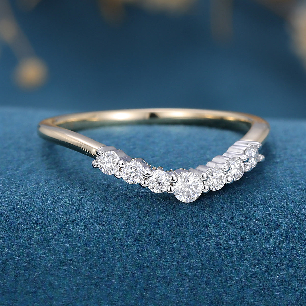 1.8 TCW Round Curved Moissanite Wedding Band