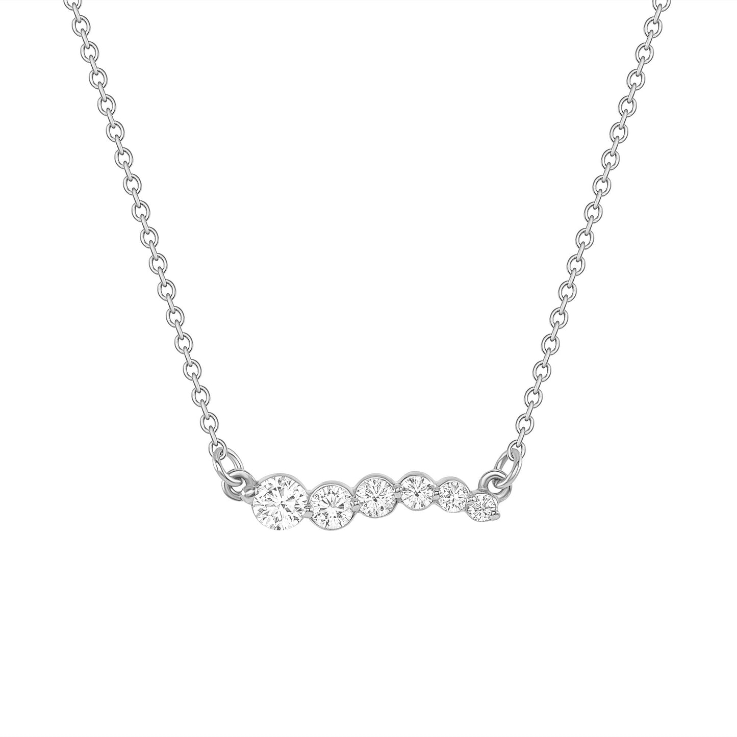 0.30 CT Round Shaped Moissanite Necklace In Multi Stone Design