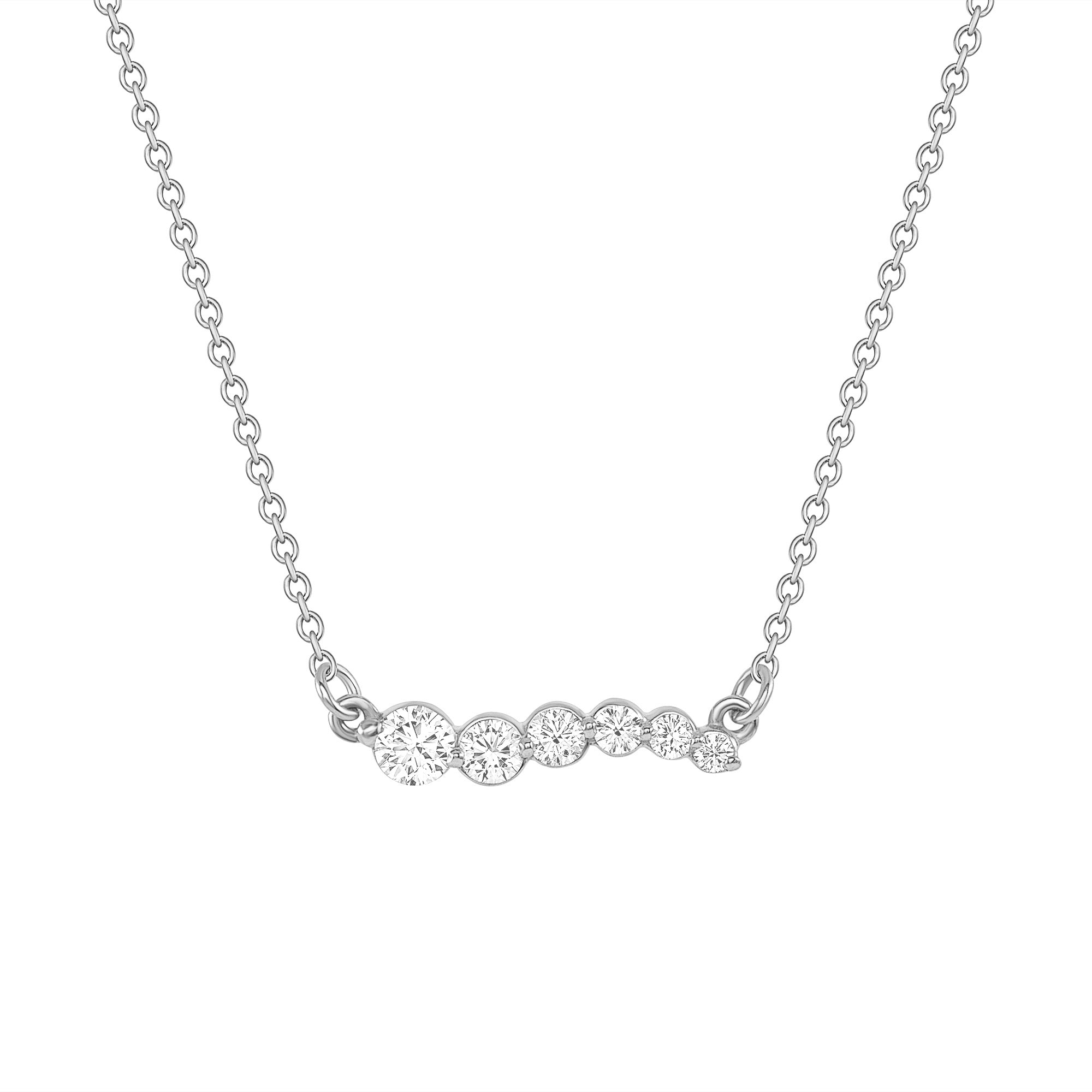 0.30 CT Round Shaped Moissanite Necklace In Multi Stone Design