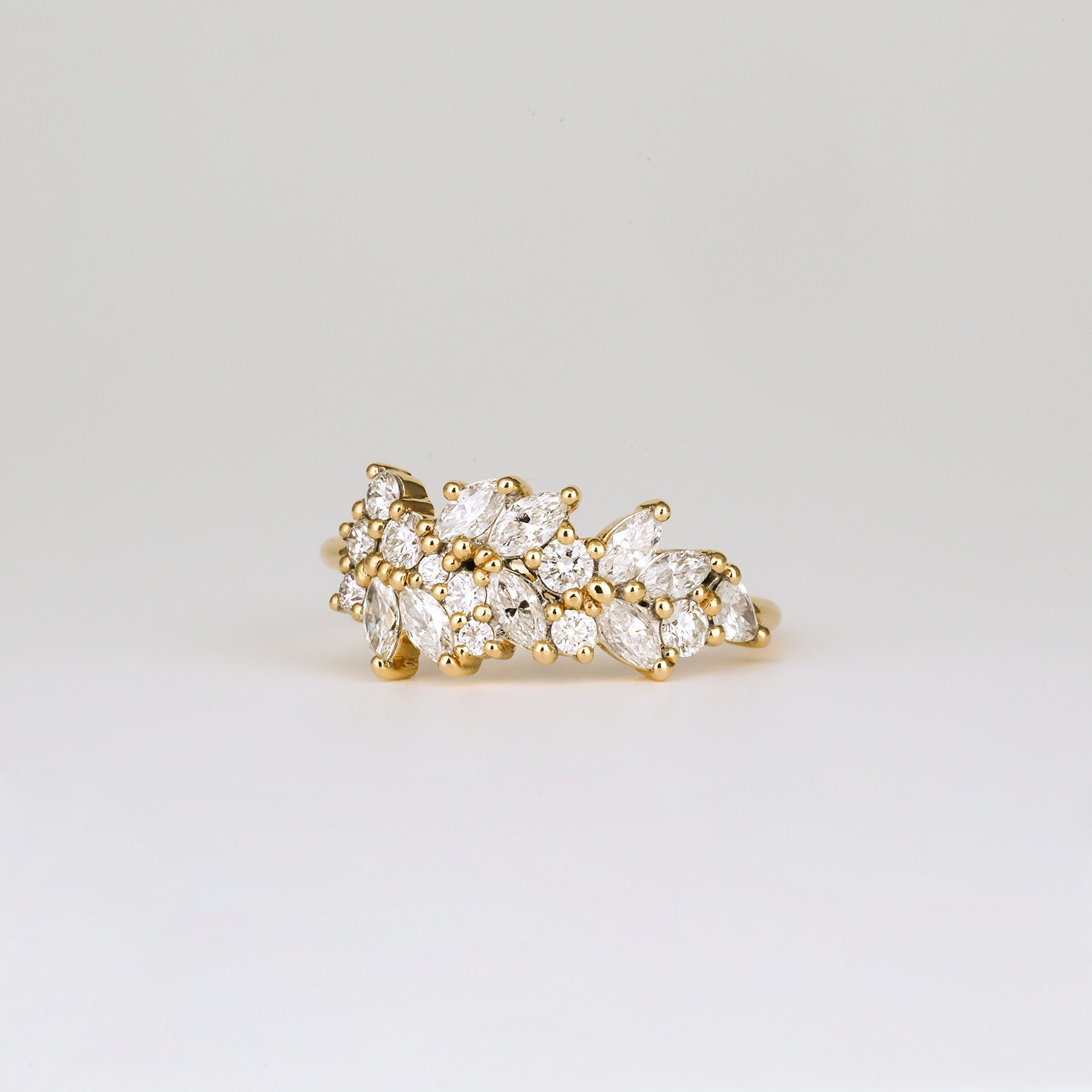 0.92 TCW Marquise & Round Cluster Moissanite Wedding Band