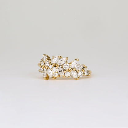 0.92 TCW Marquise & Round Cluster Moissanite Wedding Band