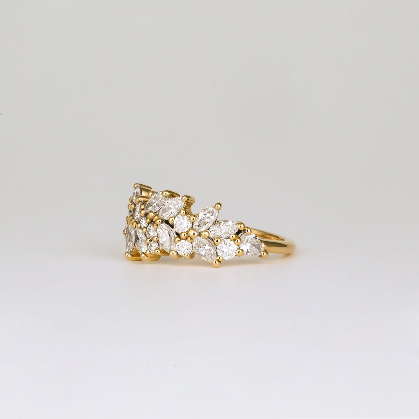 0.92 TCW Marquise & Round Cluster Moissanite Wedding Band