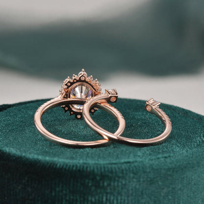 2.0 CT Oval Halo & Pave Moissanite Bridal Set