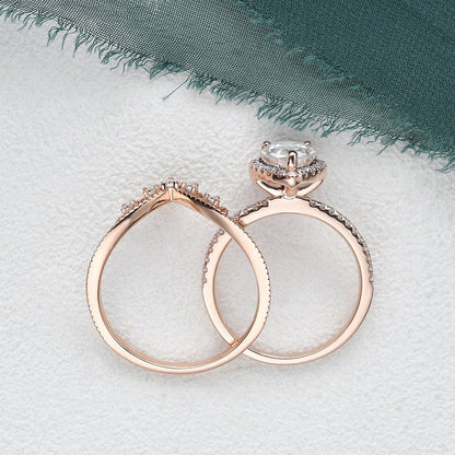 1.5 CT Pear Halo & Pave Moissanite Bridal Set