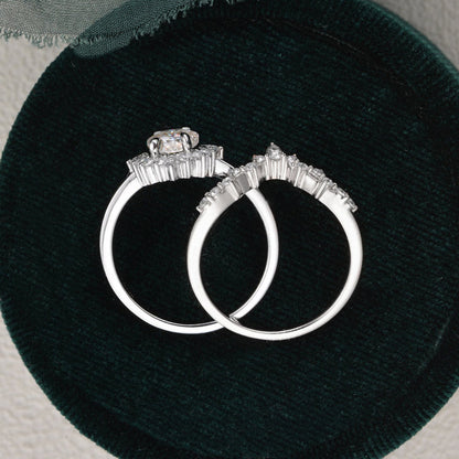 1.0 CT Oval Cluster Moissanite Bridal Set