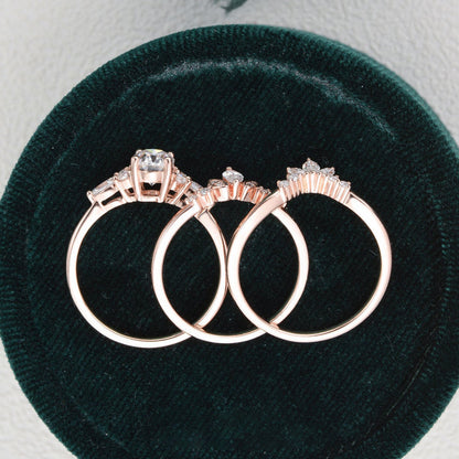 1.0 CT Oval Cluster Moissanite Bridal Set