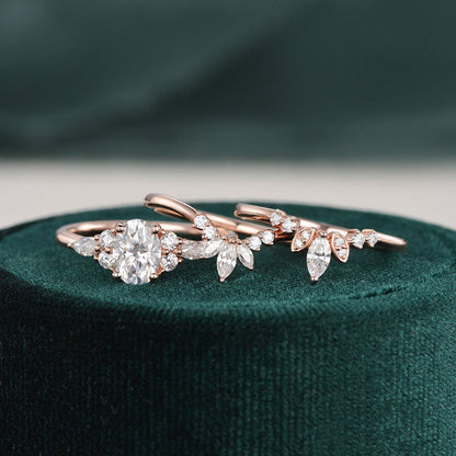 1.0 CT Oval Cluster Moissanite Bridal Set