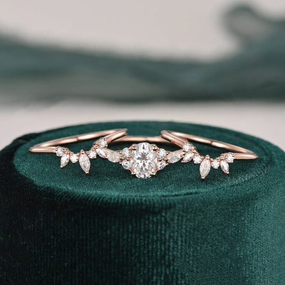1.0 CT Oval Cluster Moissanite Bridal Set