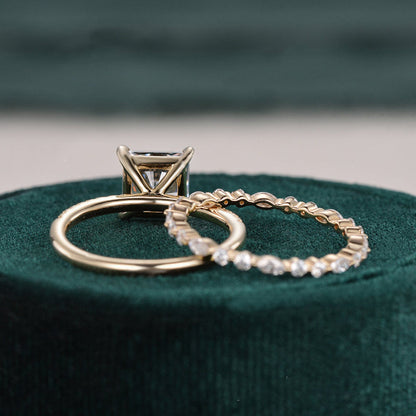 2 CT Princess Pave Moissanite Bridal Set