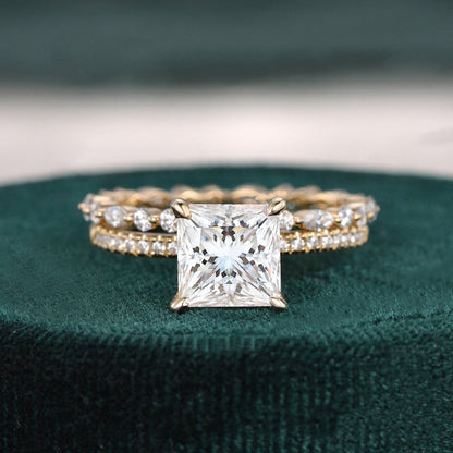 2 CT Princess Pave Moissanite Bridal Set