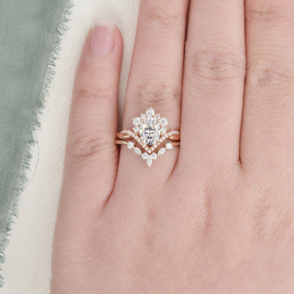 1.5 CT Oval Cluster Moissanite Bridal Set