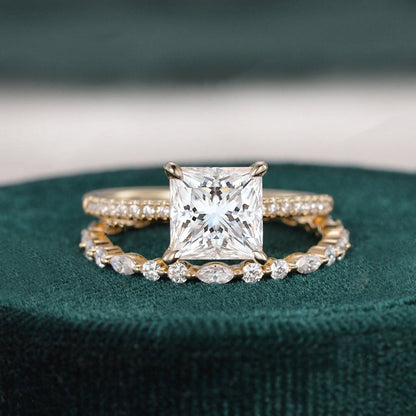 2 CT Princess Pave Moissanite Bridal Set