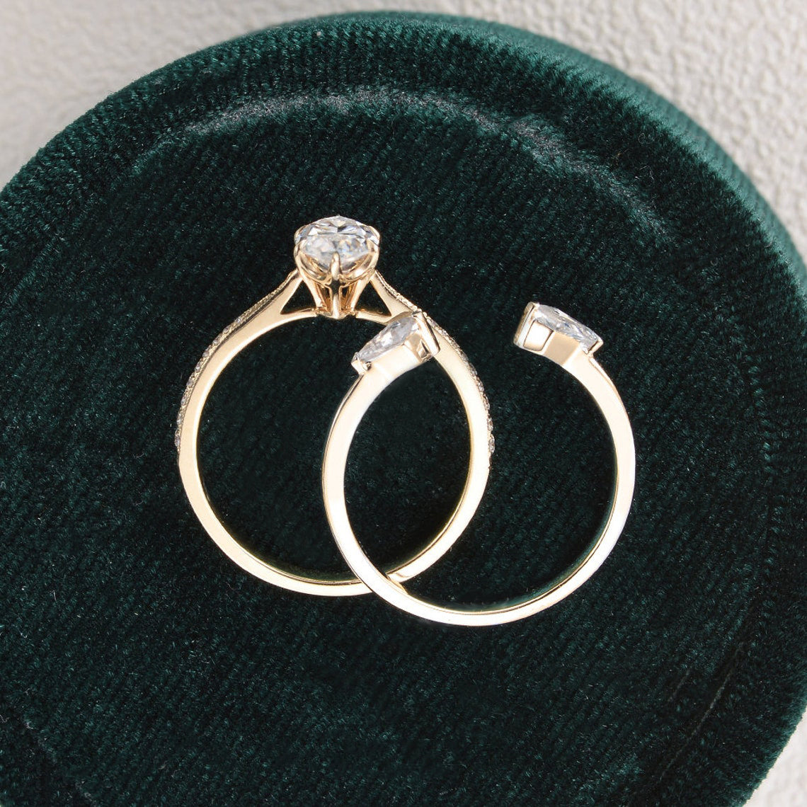 1 CT Marquise Three Stone Moissanite Bridal Set