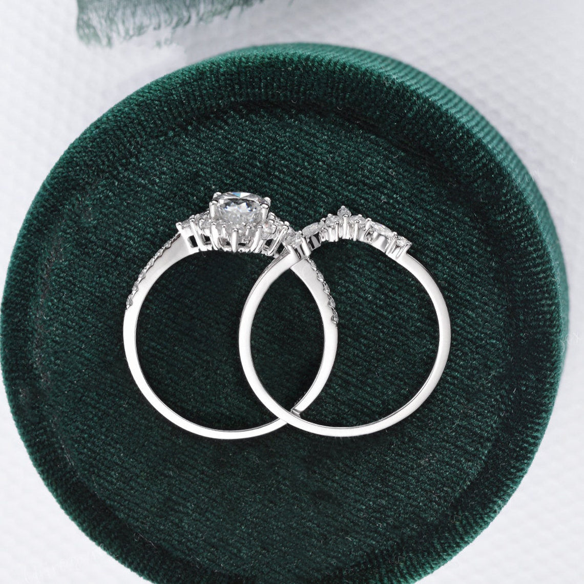 1.5 CT Pear Cluster & Pave Moissanite Bridal Set