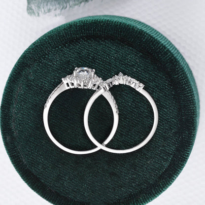 1.5 CT Pear Cluster & Pave Moissanite Bridal Set
