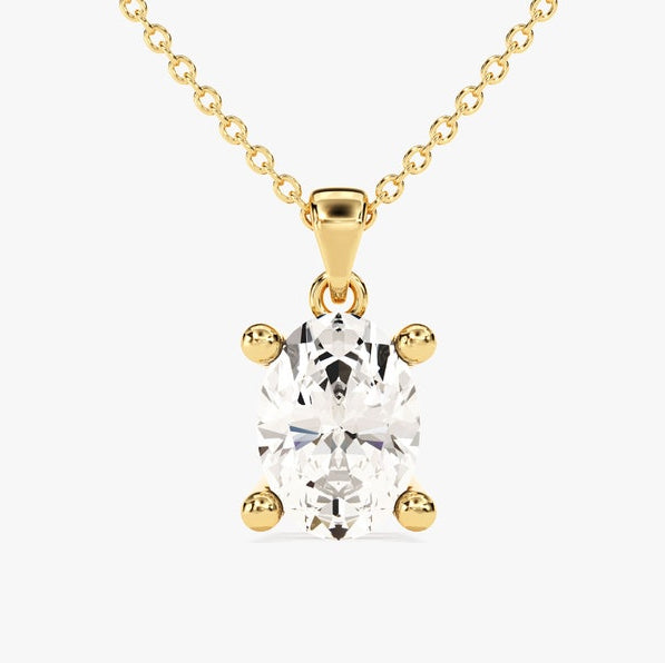 2 CT Oval Moissanite Solitaire Pendant  Necklace