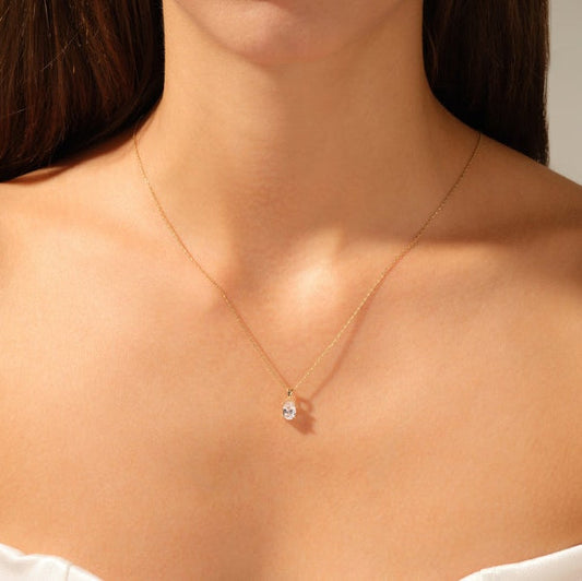 2 CT Oval Moissanite Solitaire Pendant  Necklace