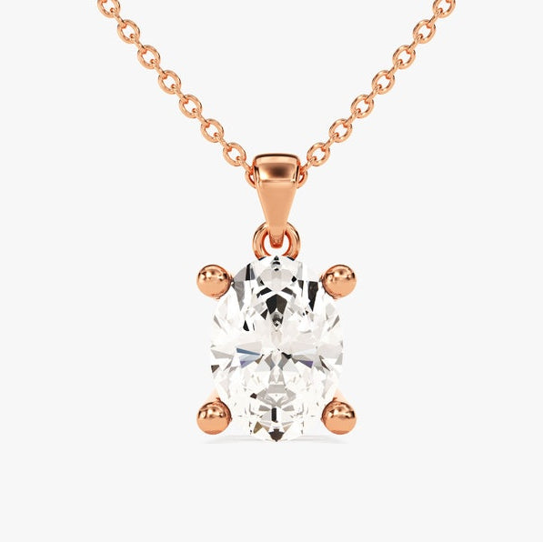 2 CT Oval Moissanite Solitaire Pendant  Necklace