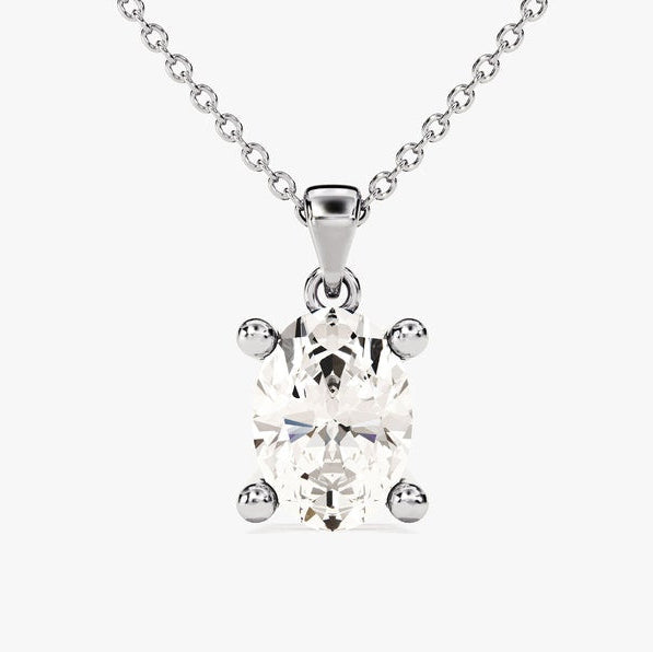 2 CT Oval Moissanite Solitaire Pendant  Necklace