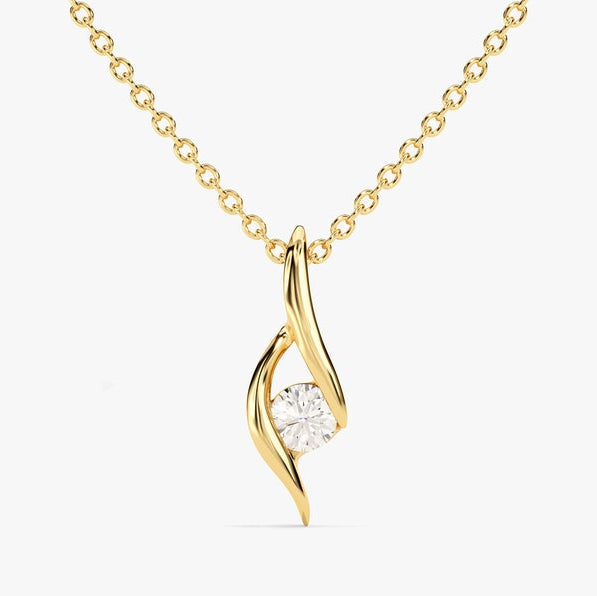 0.5 CT Round Moissanite Solitaire Necklace