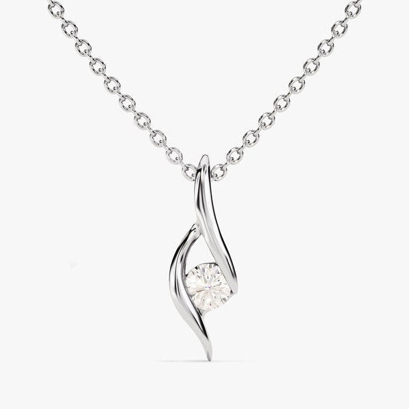 0.5 CT Round Moissanite Solitaire Necklace