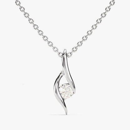 0.5 CT Round Moissanite Solitaire Necklace