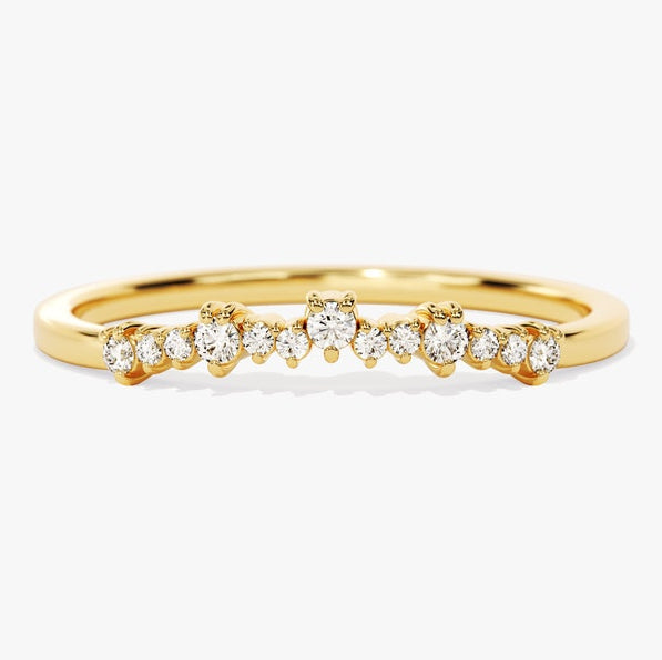 0.11 TCW Round Curved Moissanite Wedding Band