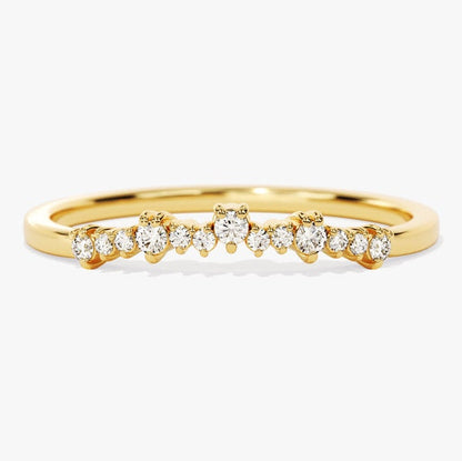 0.11 TCW Round Curved Moissanite Wedding Band