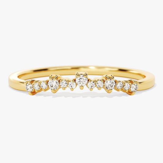 0.11 TCW Round Curved Moissanite Wedding Band
