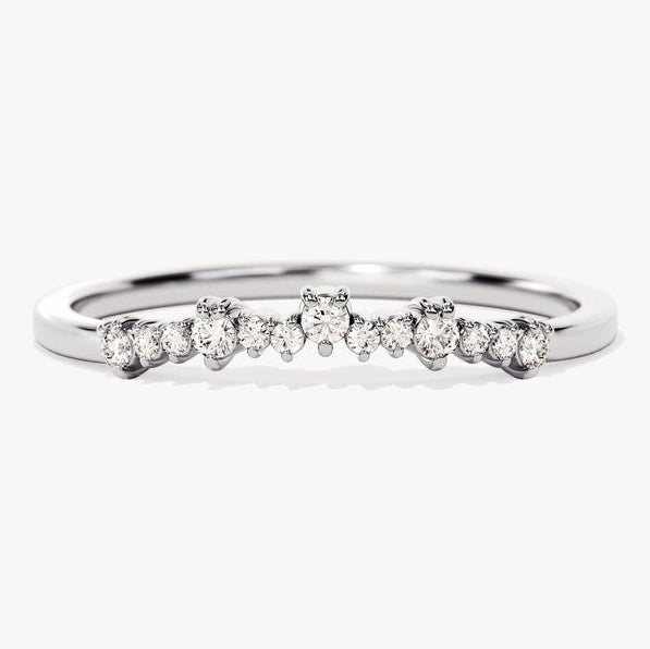 0.11 TCW Round Curved Moissanite Wedding Band