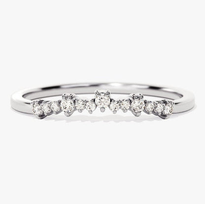 0.11 TCW Round Curved Moissanite Wedding Band