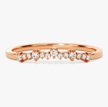 0.11 TCW Round Curved Moissanite Wedding Band