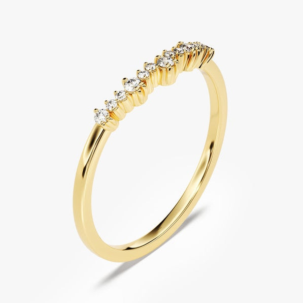 0.11 TCW Round Curved Moissanite Wedding Band