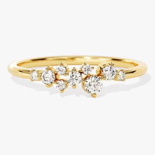 0.14 TCW Round Cluster Moissanite Wedding Band